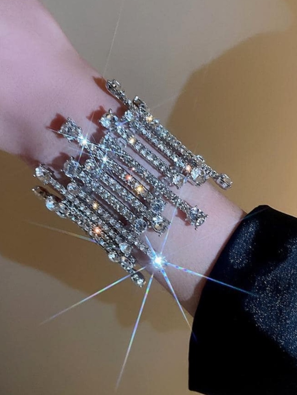 Glamorous Artificial Crystal Decor Bangle For Women For Party